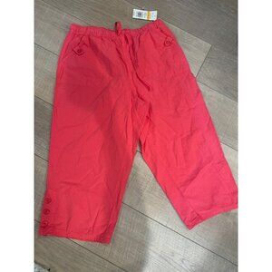 Coral Capri Pants Womens Casual Fit Lightweight Cotton By Kim Rogers Size S